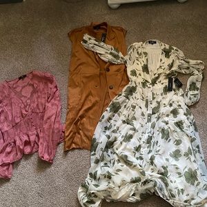 LULUS BUNDLE! Beautiful dress never worn, vest never worn, and beautiful blouse!